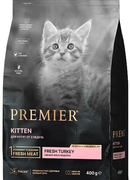 Сухой корм для котят Premier Cat Turkey Kitten Свежая индейка 400г