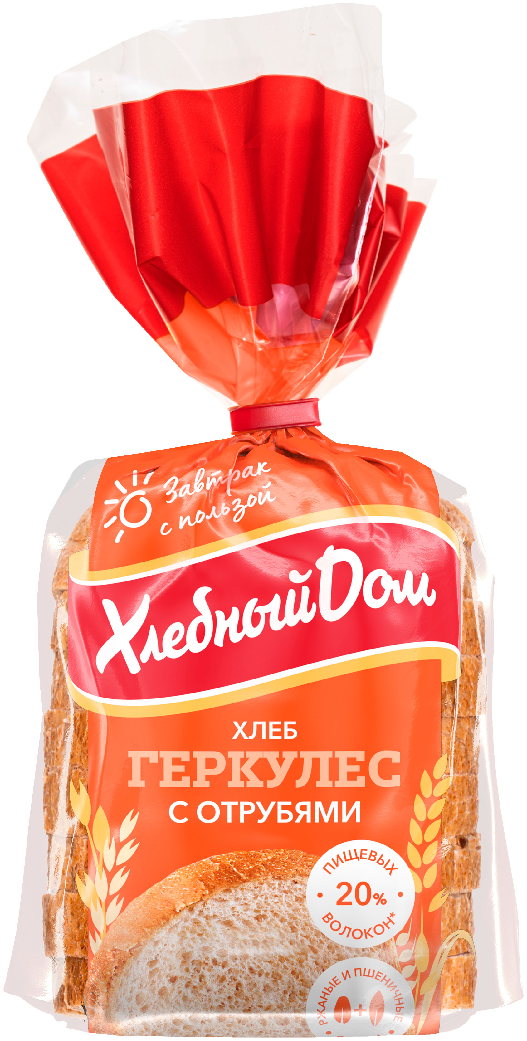 

Хлеб Хлебный Дом Геркулес с отрубями половинка нарезанный