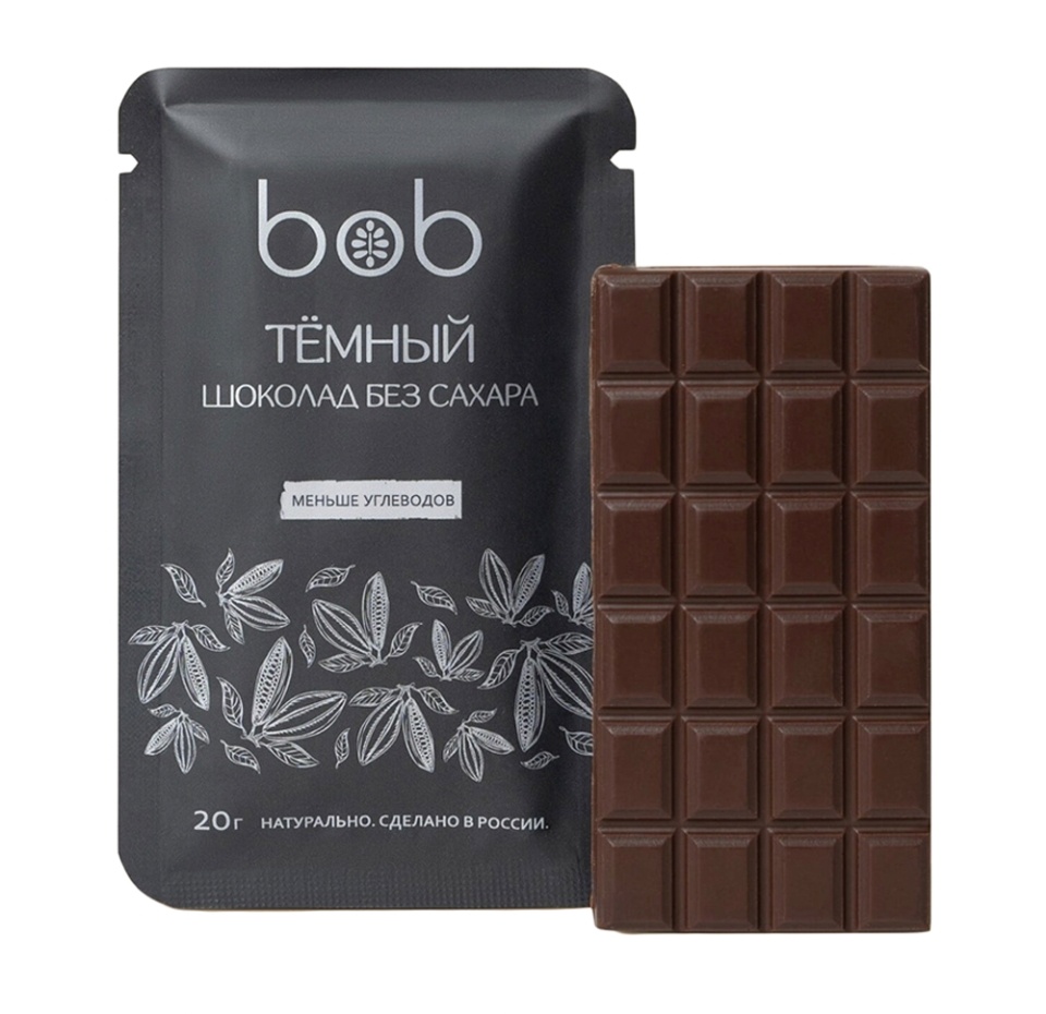 

Шоколад веганский Bob Темный шоколад (без сахара) 20 г