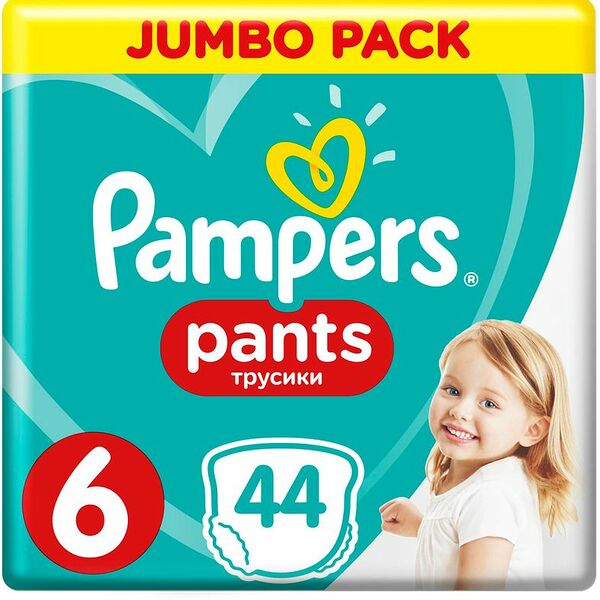 Подгузники-трусики Pampers Pants для малышей 15+ кг, 6 размер, 44 шт