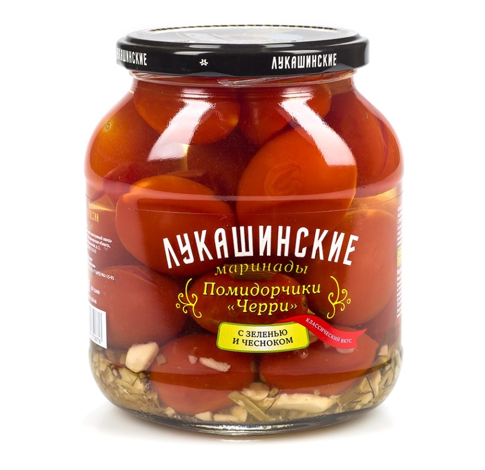 

Томаты черри Лукашинские Ассорти с зеленью и чесноком маринованные 670 г