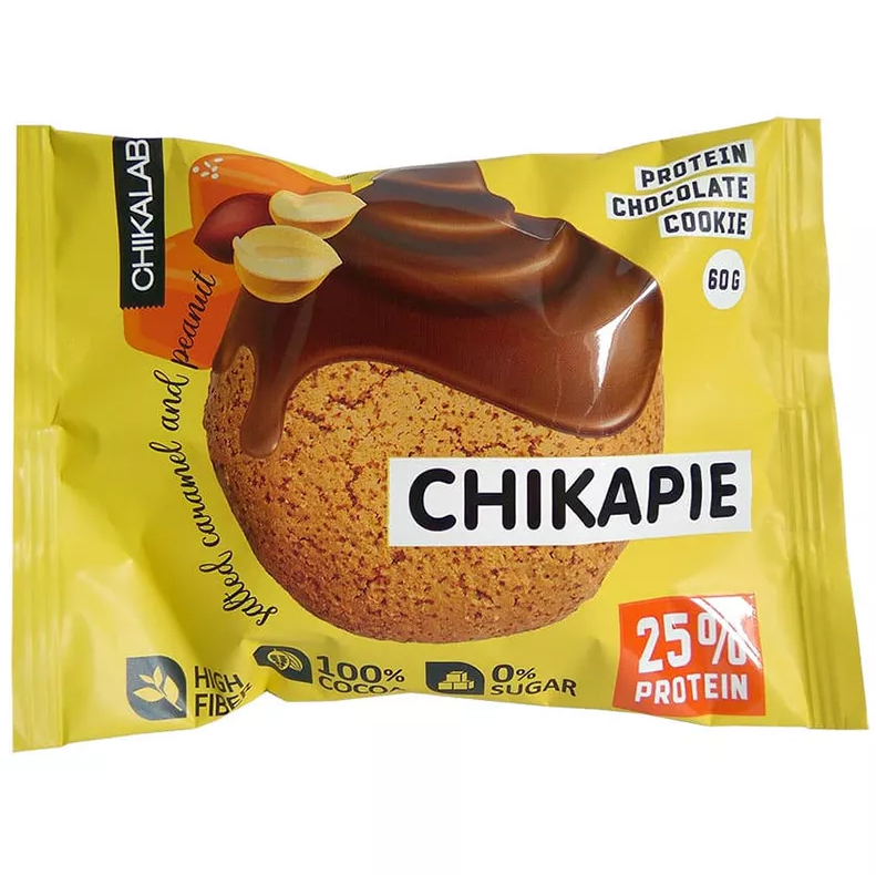

Печенье протеиновое Chikalab Chikapie глазированное с начинкой Арахис 60 г 1 шт