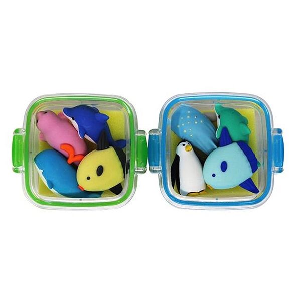 Резинки стирательные Iwako Морские животные в пластиковом кейсе, набор из 4 штук, в ассортименте