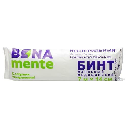 Bona mente! бинт медицинский марлевый не стерильный 7м х14см
