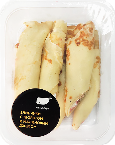 

Блинчики КИТЫ ЕДЫ с творогом и малиновым джемом, 225г