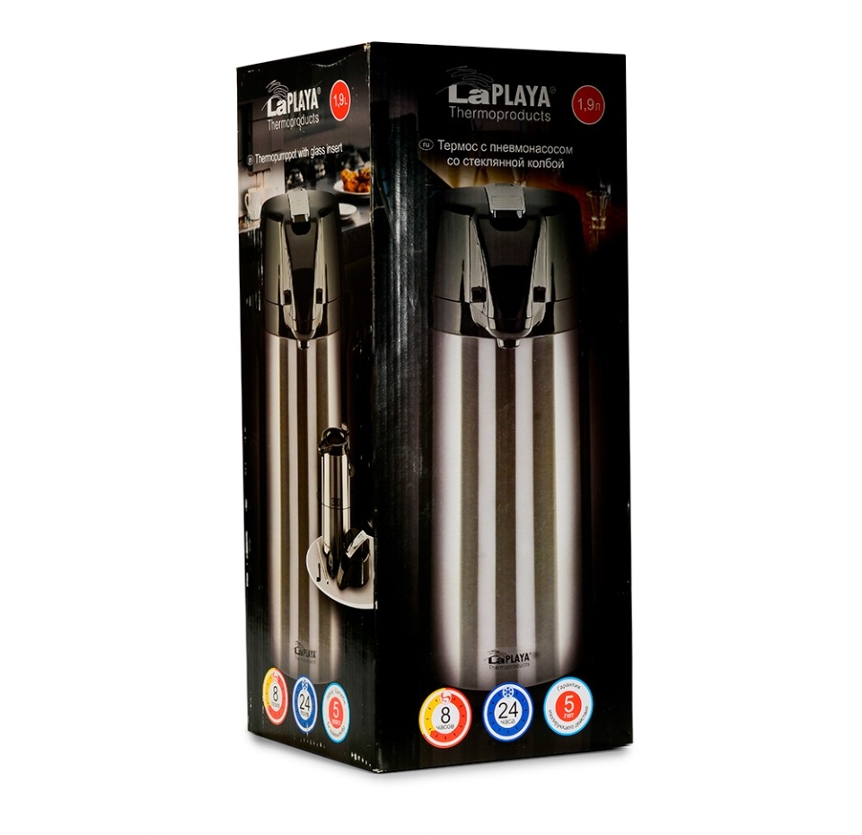 

Термос LaPlaya Glass Filler Pump Pot стеклянная колба 1.9 л в подарочной коробке