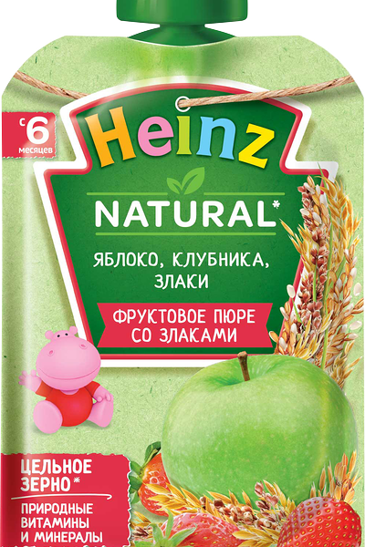 Пюре Heinz из яблок клубники и злаков с 6 месяцев