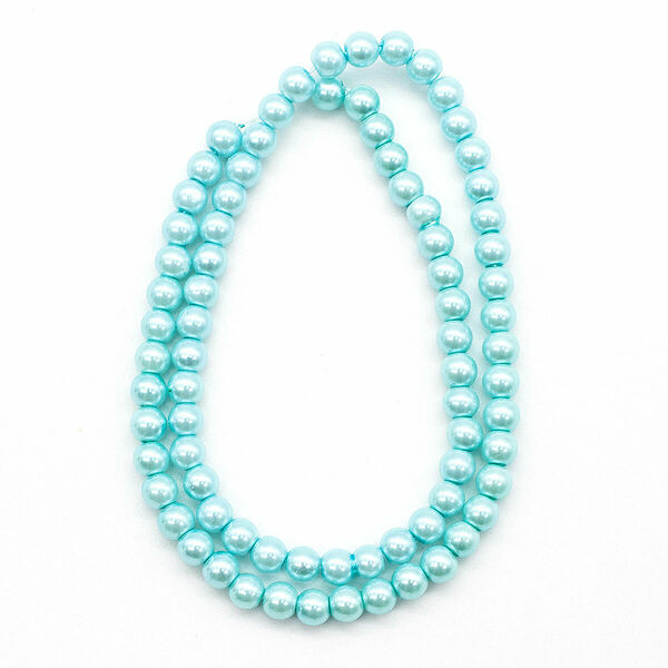 Бусины стеклянные на нитке, 6 мм, длина 40см(SB-26 голубой)