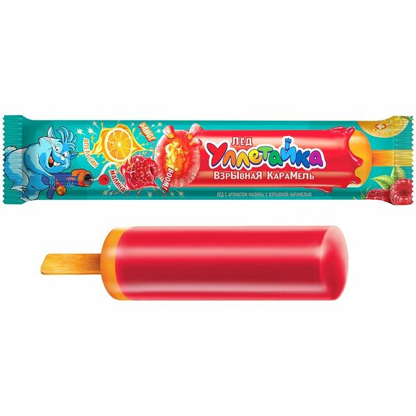 Лёд фруктовый Уллетайка с ароматом малины с взрывной карамелью, 65г