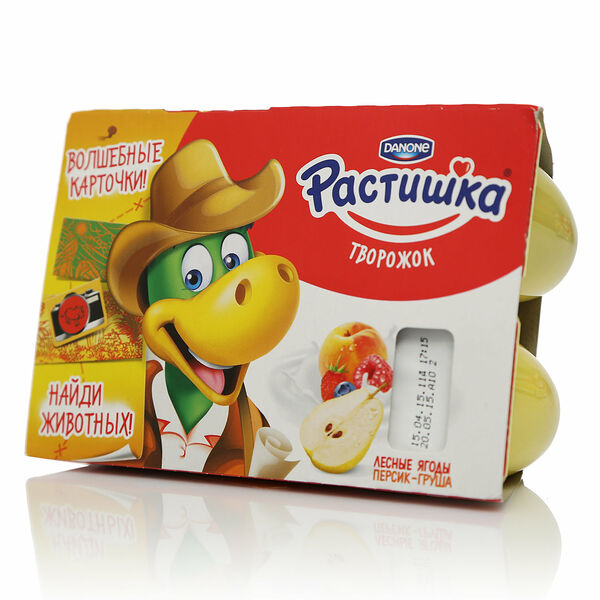 Творожок ТМ Растишка лесные ягоды и персик-груша 3,5%, 6шт х 45г