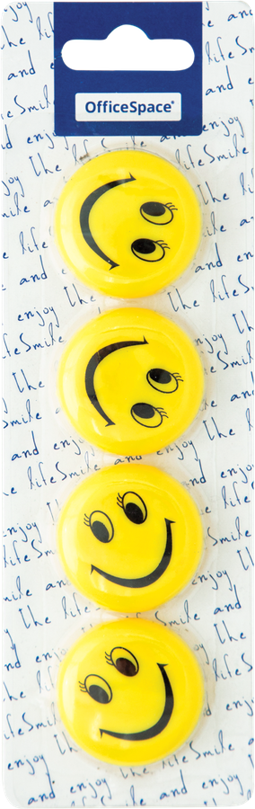 

Магниты для магнитных досок Office Space Смайлики, 4 шт.