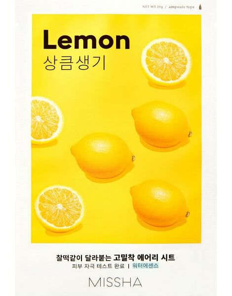 Маска для тусклой кожи лица Missha Airy Fit Sheet Mask Lemon освежающая с экстрактом лимона 20мл