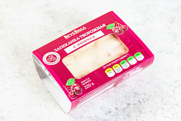 Запеканка творожная с вишней без доб. сахара