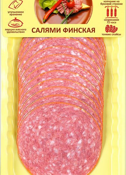 Колбаса варено-копченая Иней Финская, нарезка