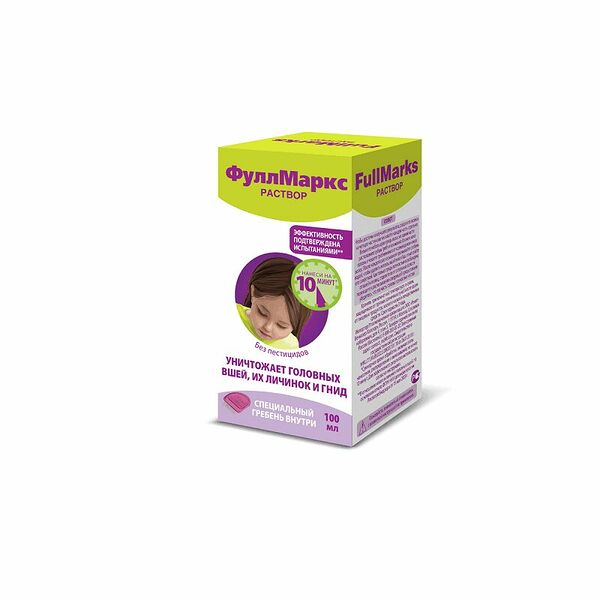 Раствор ФуллМаркс для уничтожения вшей с гребнем 100 мл