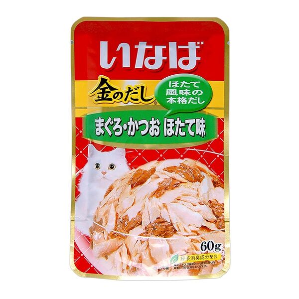 Корм для кошек Inaba Ciao Kinnodashi тунец магуро, тунец кацуо со вкусом морского гребешка 60 г