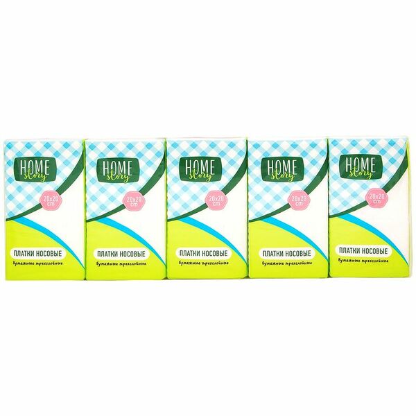 Платки носовые бумажные 3 слоя Home Story, 10шт