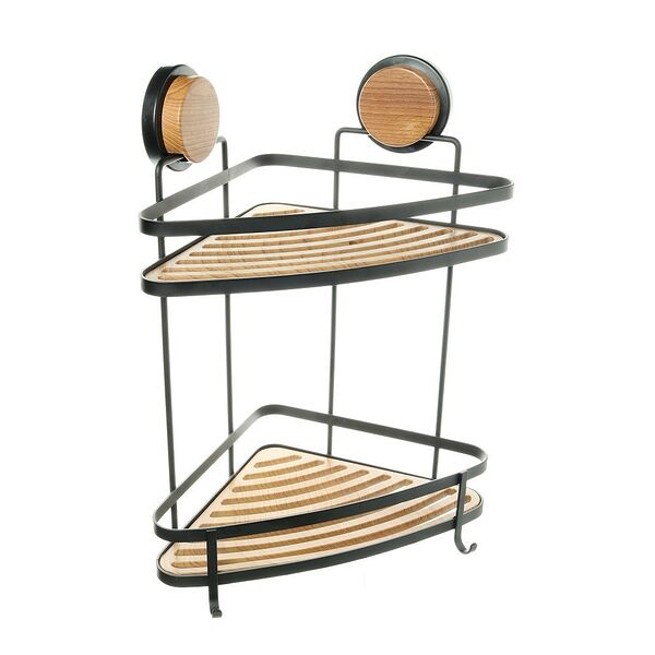 Полка угловая двухэтажная Fixsen, 27,5х21х38 см, черный-дерево