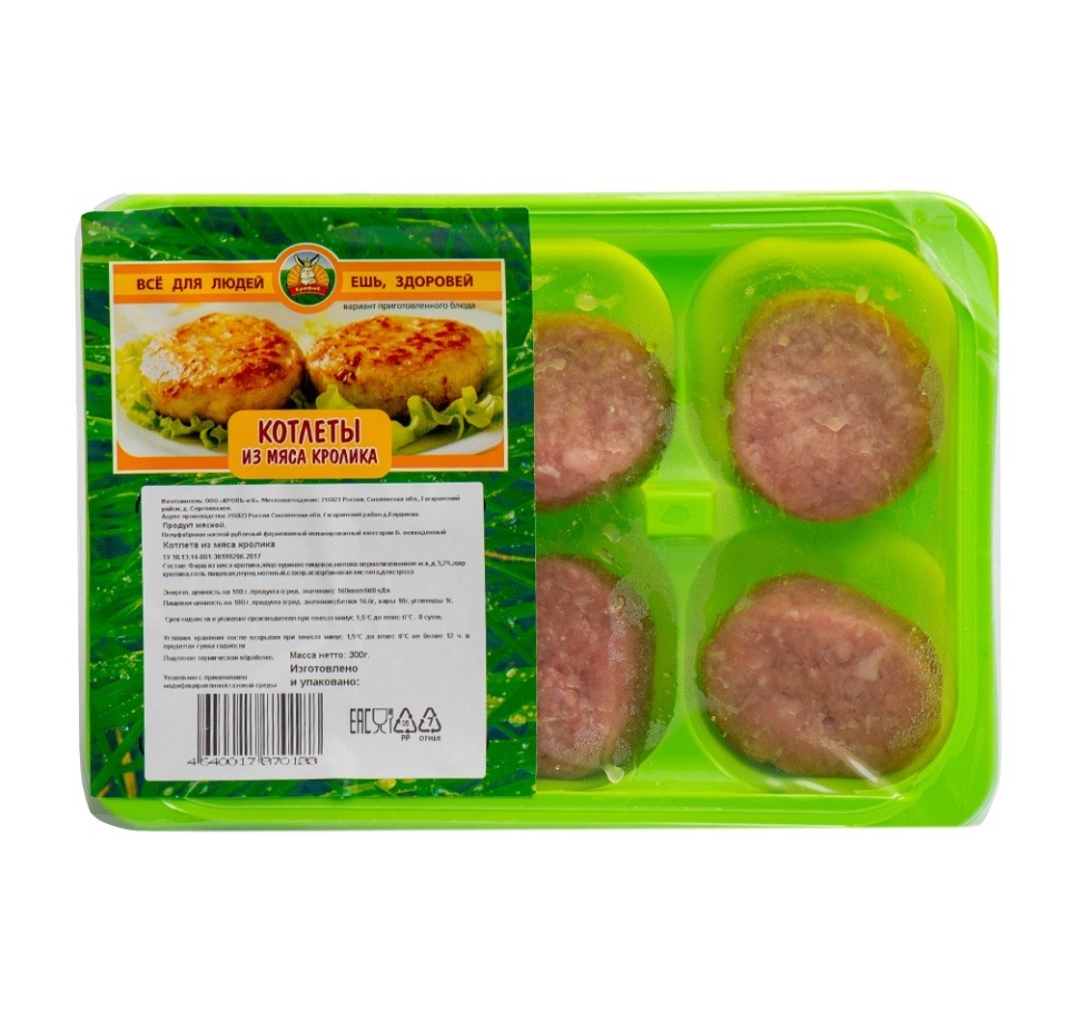 

Котлеты из мяса кролика охлажденные КролЪиК 300 г, Россия