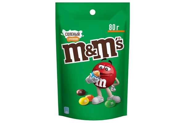 Драже M&M`s Солёный арахис с молочным шоколадом в хрустящей разноцветной глазури 80 г