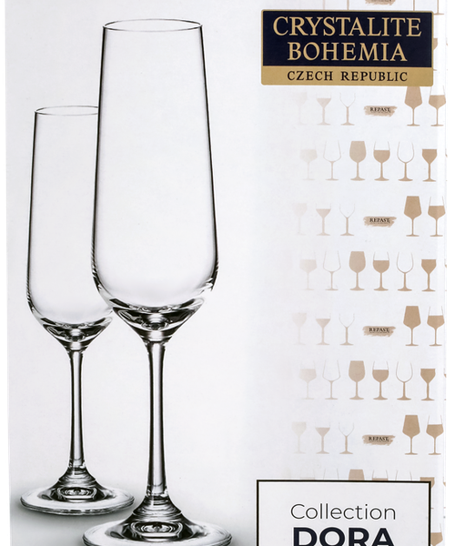 Набор бокалов для шампанского CRYSTALITE BOHEMIA Dora 200мл Арт. 45880, 2 шт