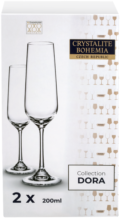 

Набор бокалов для шампанского CRYSTALITE BOHEMIA Dora 200мл Арт. 45880, 2 шт