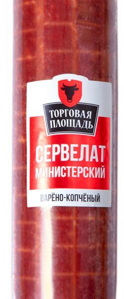 Колбаса варено-копченая Торговая площадь Сервелат Министерский, 270 г