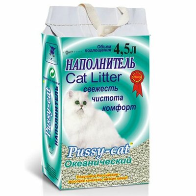 Наполнитель для кошачьего туалета PUSSY CAT океанический зеленый (3 упаковки по 4.5 л)