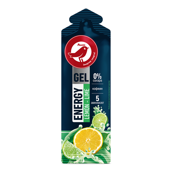 Энергетический гель АШАН Красная птица со вкусом лимона и лайма в саше
