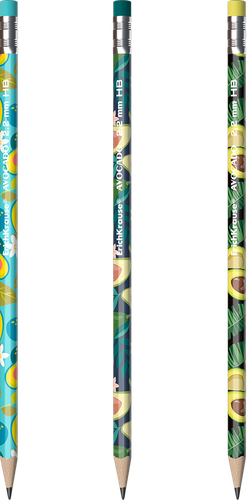 

Карандаш чернографитный ErichKrause Avocado HB трехгранный с ластиком 1 шт. в ассортименте