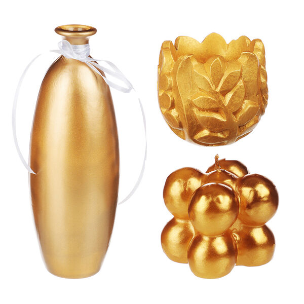 Набор подарочный (свеча фигурная 1 шт, бутылочка - 1шт, подсвечник гипс -1шт (17x25 см))