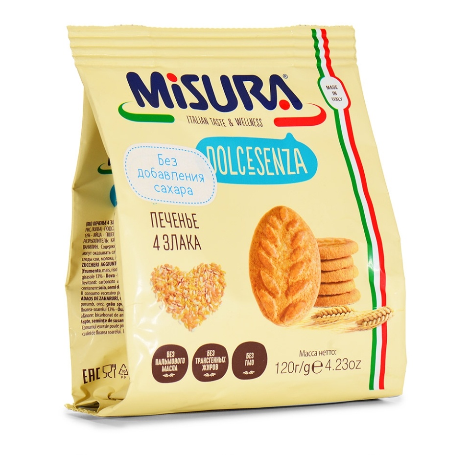 

Печенье Misura Dolcesenza 4 злака 120 г