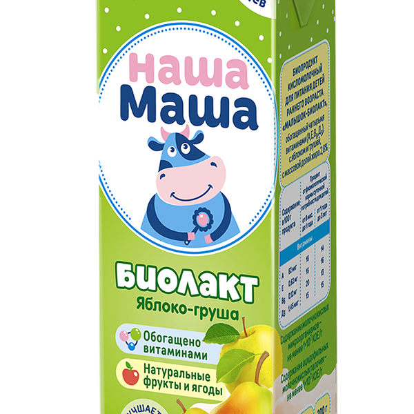 Биопродукт для детей Наша Маша биолакт Яблоко-груша 2,8% 200 г