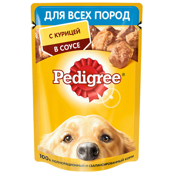 Корм для взрослых собак для всех пород Pedigree с курицей в соусе