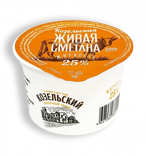 Сметана Козельская 25% 180г