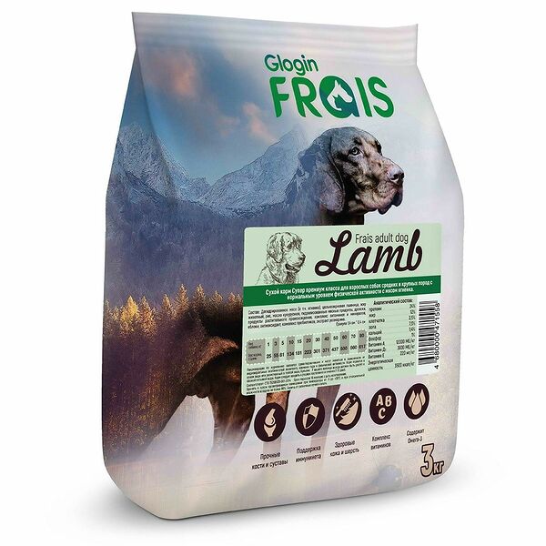 Корм для собак FRAIS Adult Dog Lamb для средних и крупных пород, ягненок сух.