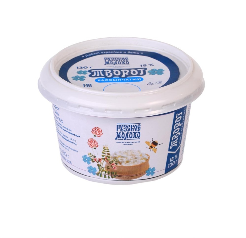 

Творог Рузское молоко рассыпчатый 18% 130 г