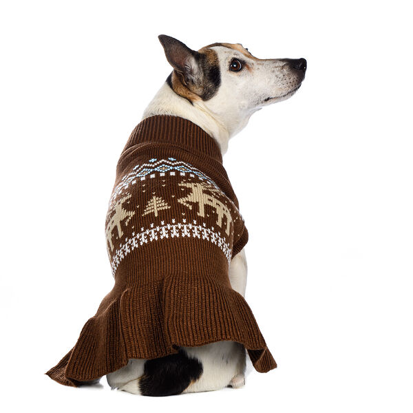 Свитер-платье для собак Олени 25см S коричневый (унисекс)
