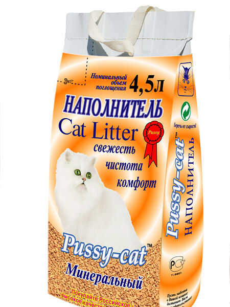 Pussy-cat наполнитель минеральный впитывающий 2 кг.