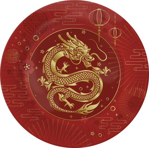 Набор тарелок ND PLAY Золотой дракон, бумажные, 250мл, 6шт