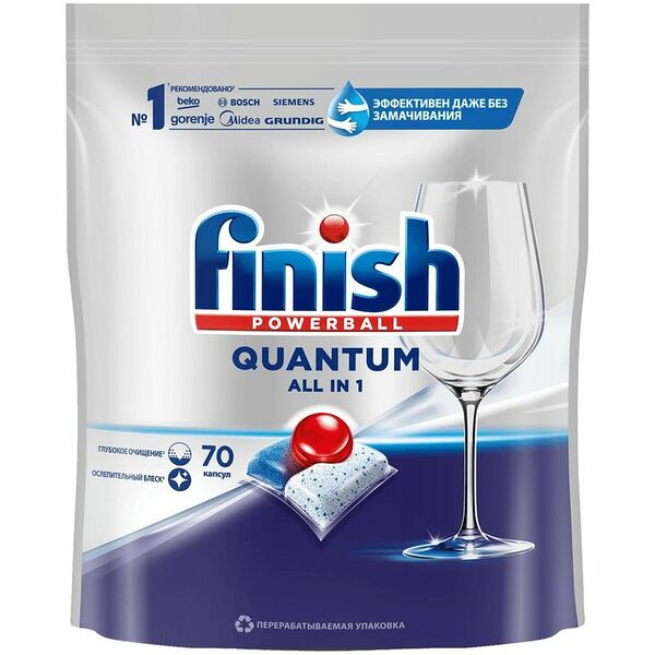 Таблетки для посудомоечных машин Finish Powerball Quantum, 70 шт.