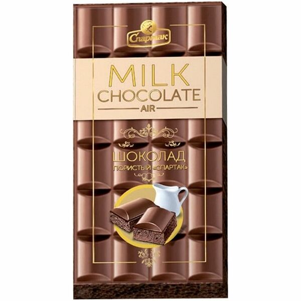 Шоколад молочный пористый Спартак 72 % какао