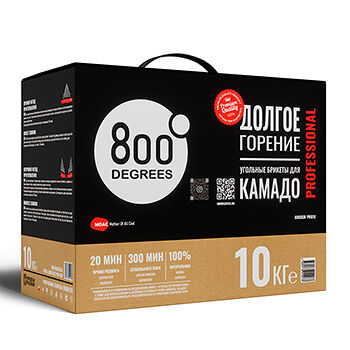 Угольные брикеты для камадо «Pini Kay Profi. Долгое горение», 800 Degrees, 10 кг, Россия