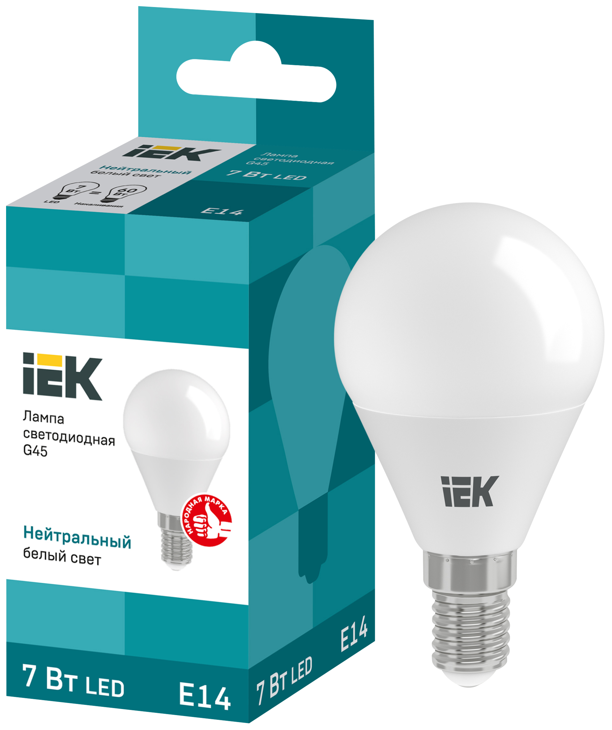 

Лампа светодиодная IEK LED G45, 7Вт, 230В, 4000К, E14, шар