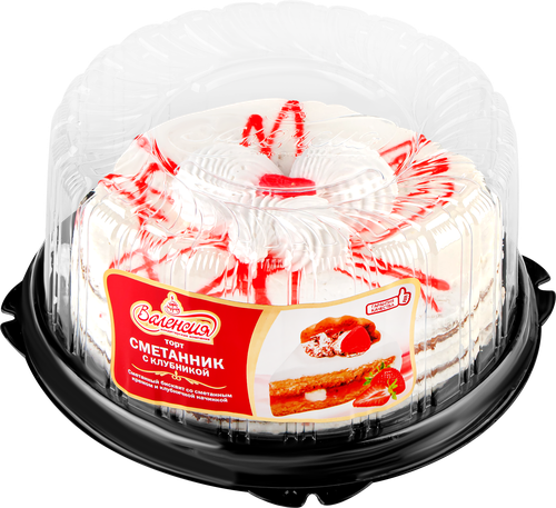 

Торт бисквитный ВАЛЕНСИЯ Сметанник с клубникой, 700г