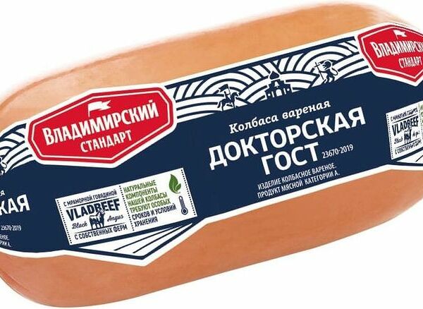 Колбаса Владимирский Стандарт Докторская вареная 500г