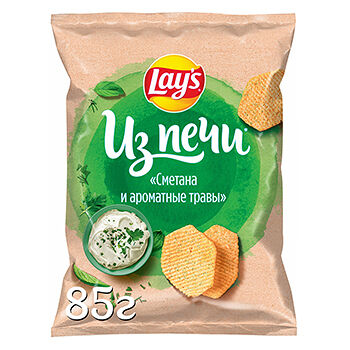 Чипсы картофельные Lay's Из печи Сметана и ароматные травы 85г
