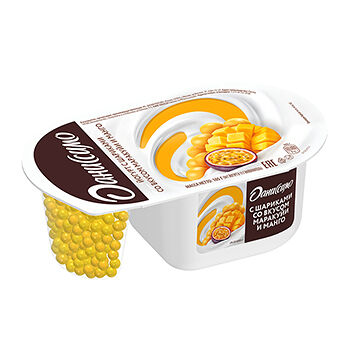 Йогурт Даниссимо Фантазия со вкусом маракуйя и манго с хрустящими шариками, 6.9% 105 г