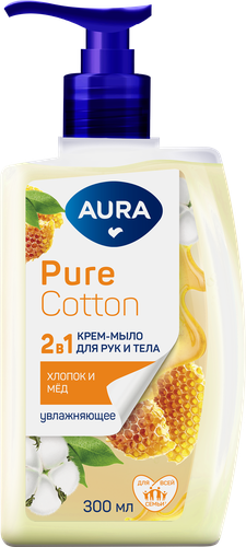 

Крем-мыло для рук и тела Aura Pure Cotton 2в1 Хлопок и мед 300 мл