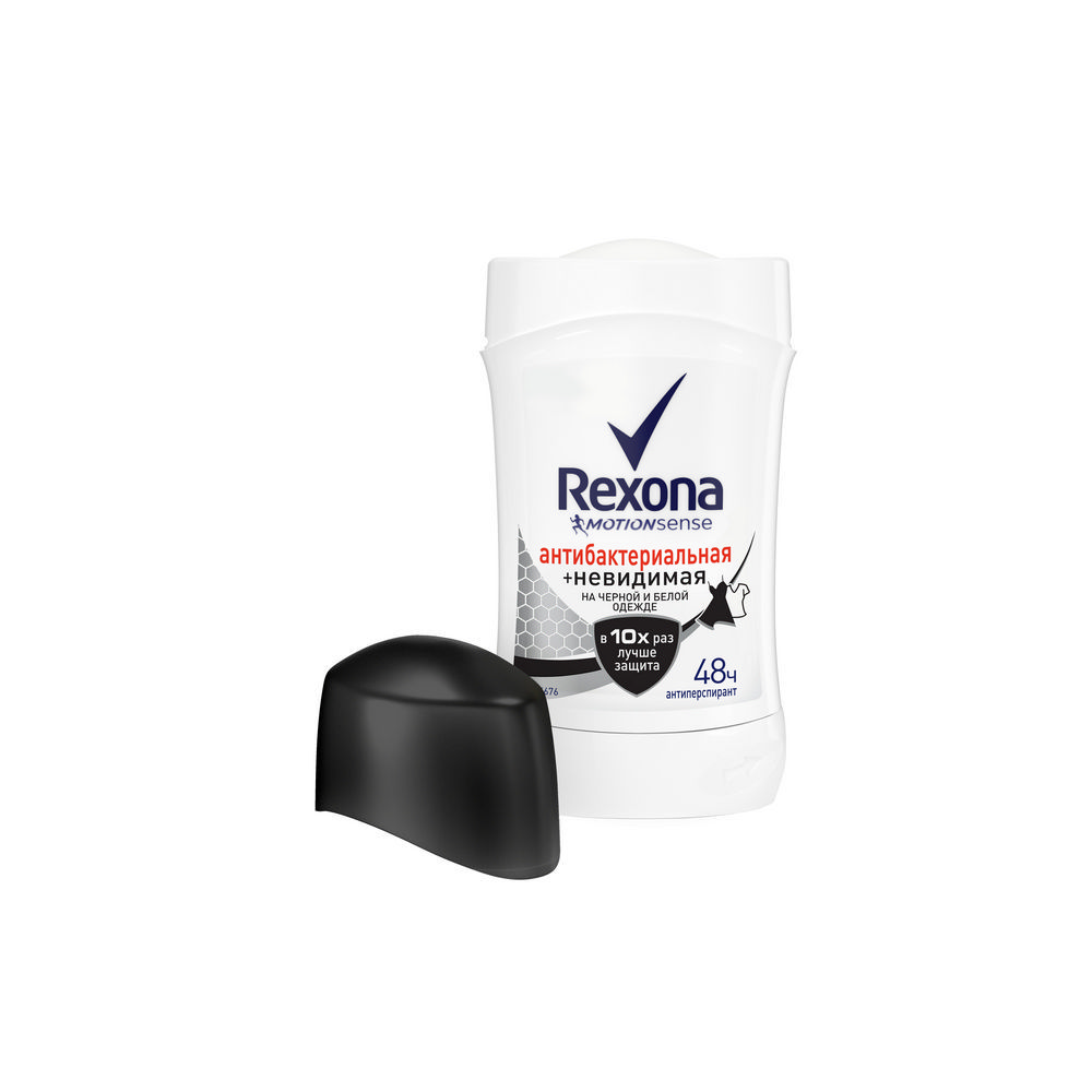 

Дезодорант-антиперспирант стик женский Rexona антибактериальный невидимый на черном и белом